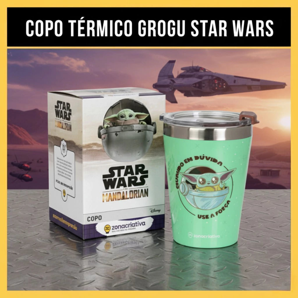 Copo de Viagem Snap com Tampa Baby Yoda – 300 ml