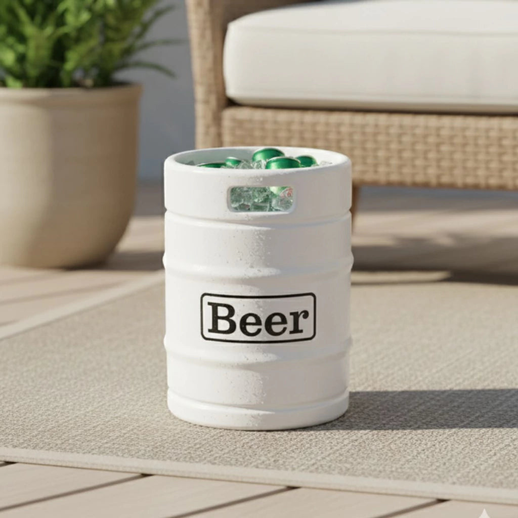 Barril Cooler Banco Branco com Tampa Marrom