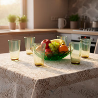 Kit Centro de Mesa Esferas com 6 Copos Taiti Bicolor Verde Ambar