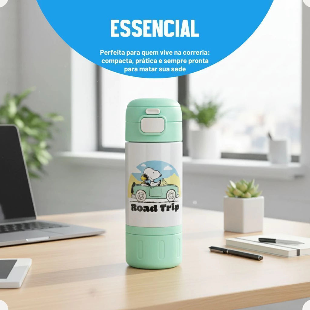 Garrafa Térmica Capsule com Canudo e Alça Snoopy – 450 ml