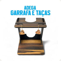 Adega de Vinho em MDF com Suporte para Garrafa e 2 Taças