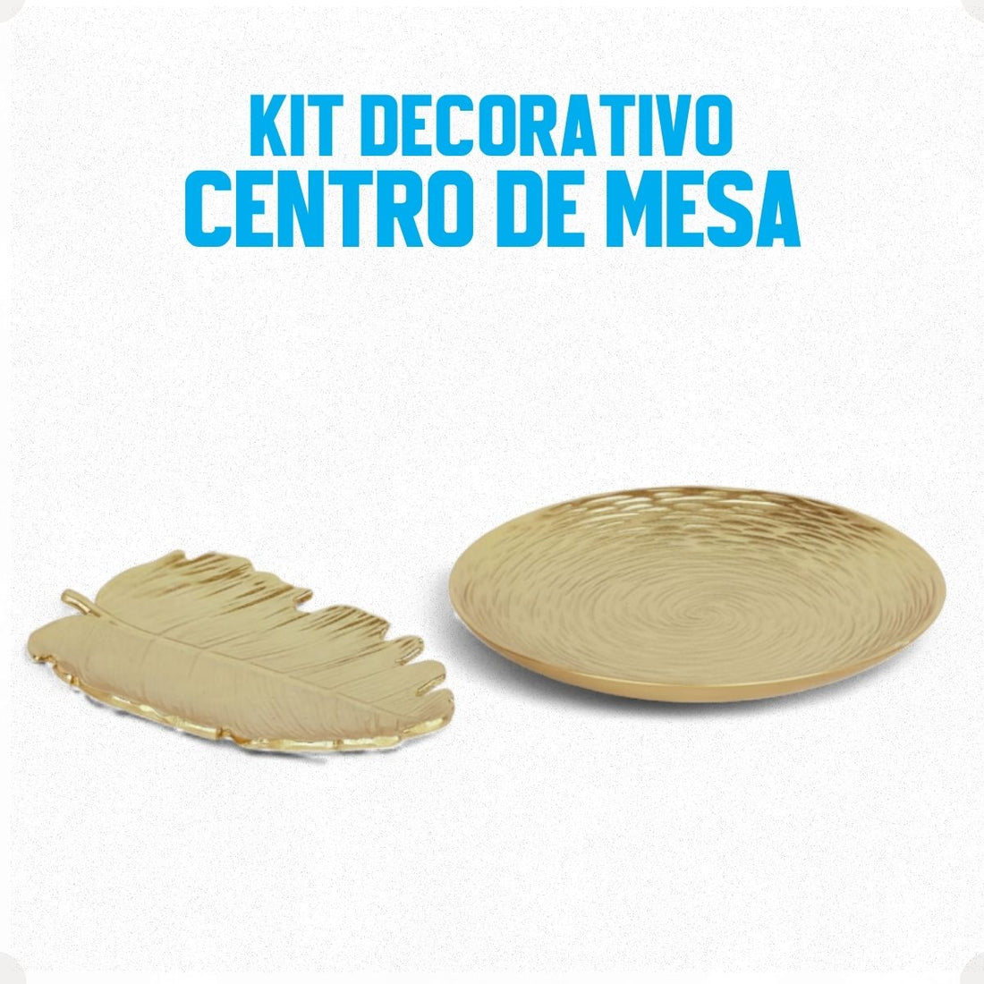 Kit Centro de Mesa Redondo 30cm + Folha Curva 24,5cm Zein Dourado