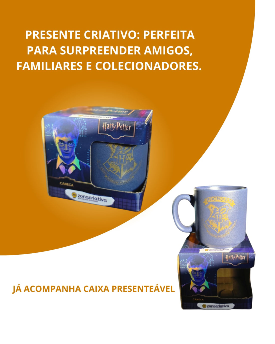 Caneca Mini Tina Cerâmica 100ml Brasão Hogwarts