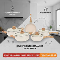Conjunto de Panelas Cairo Hauskraft 5 Peças em Cerâmica Antiaderente