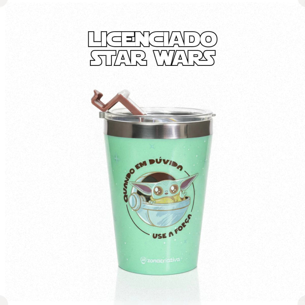 Copo de Viagem Snap com Tampa Baby Yoda – 300 ml