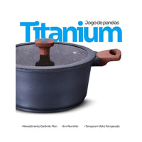 Conjunto de Panelas Titanium MTA 5 Peças com Revestimento Ceramic Flon Marmorizado