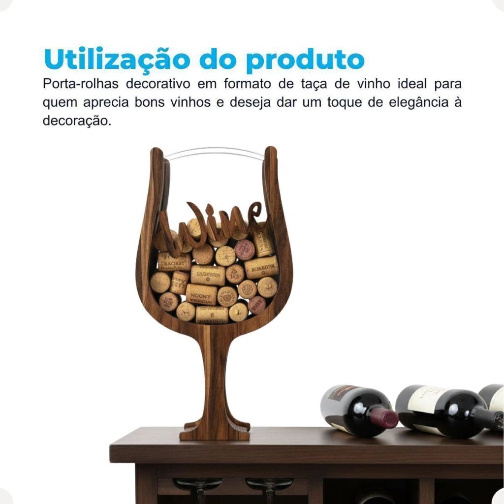Porta-Rolhas em Formato de Taça em MDF – M