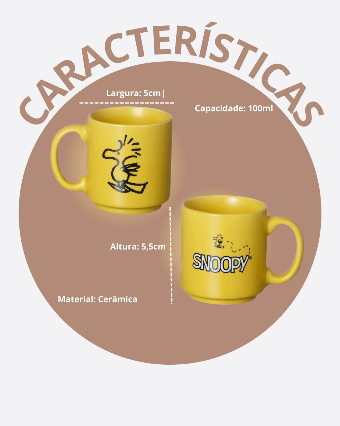 Caneca Mini Tina Cerâmica 100ml Woodstock