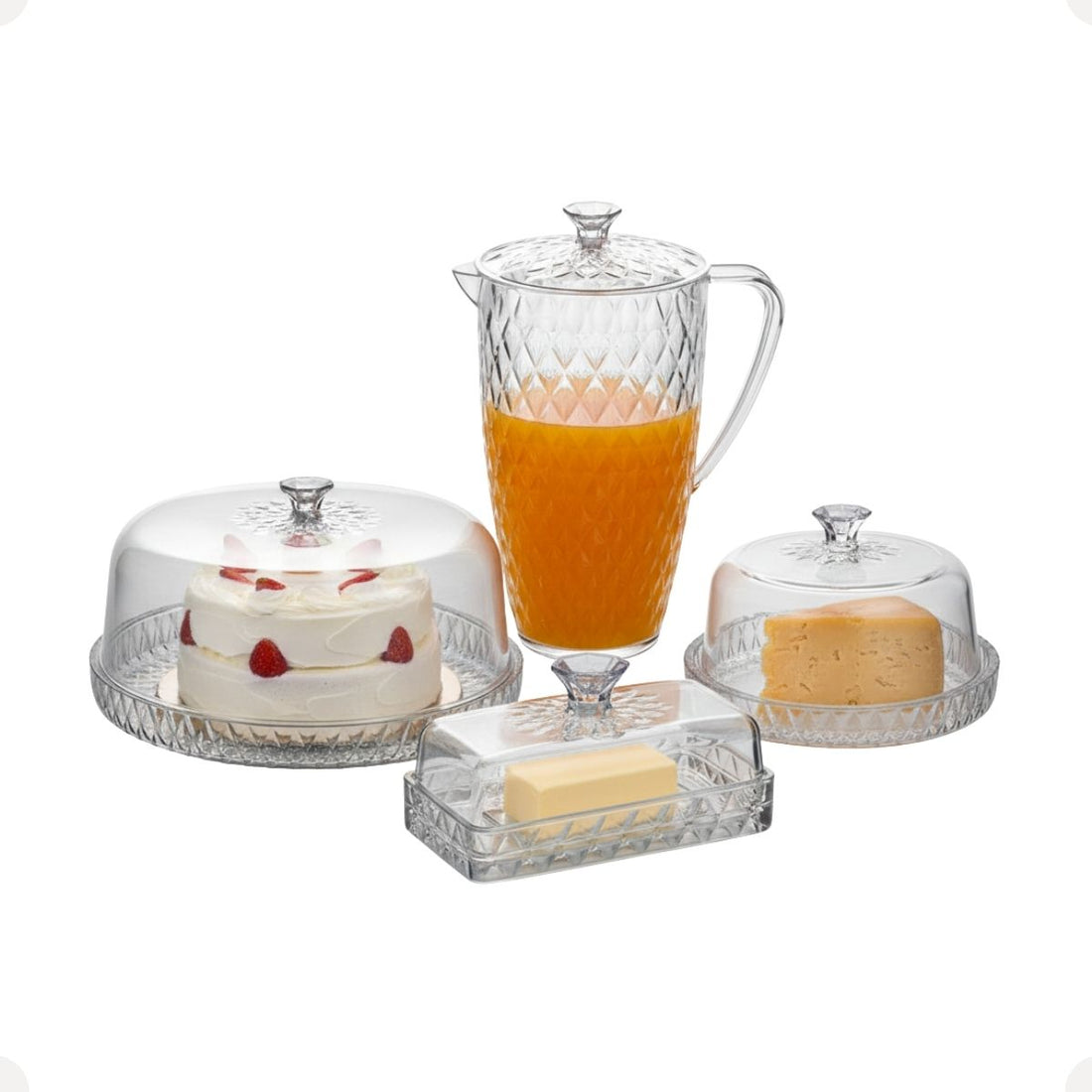 Kit Glamour Jarra 2L + Queijeira + Mantegueira + Boleira Baixa