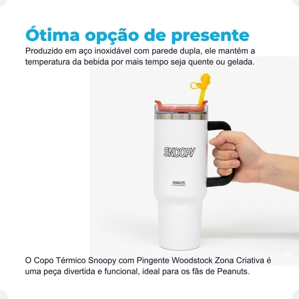 Canecão Térmico Tumbler Snoopy com Pingente – 1,15 L