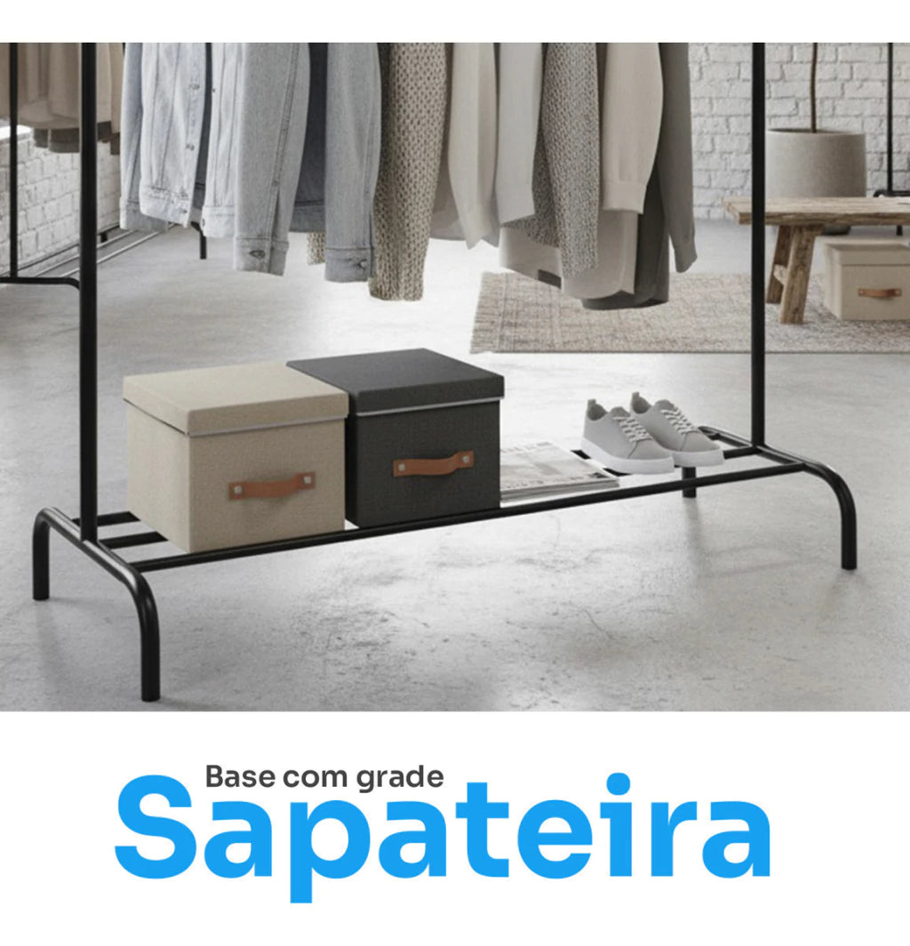Arara Cabideiro para Roupas em Aço com Sapateira Reforçada