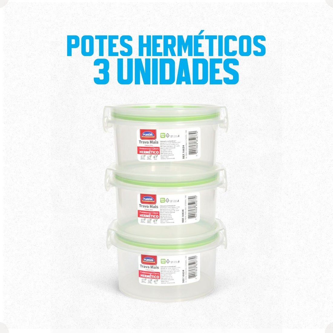 Pote Plástico Hermético com Trava Redondo – 550 ml Verde