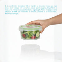 Pote Plástico Hermético com Trava Redondo – 550 ml Verde