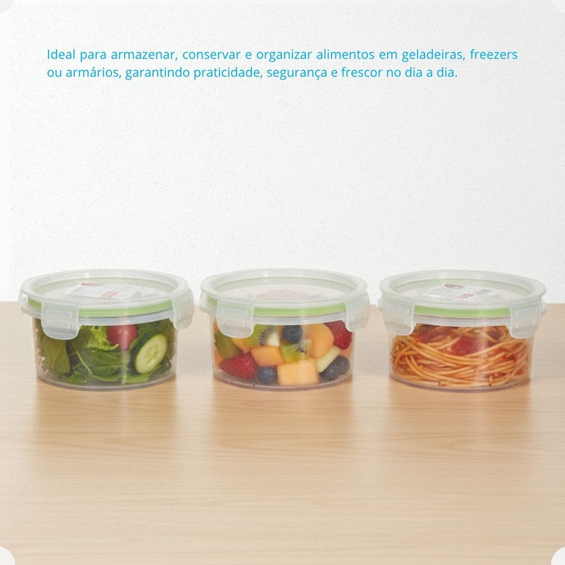 Pote Plástico Hermético com Trava Redondo – 550 ml Verde